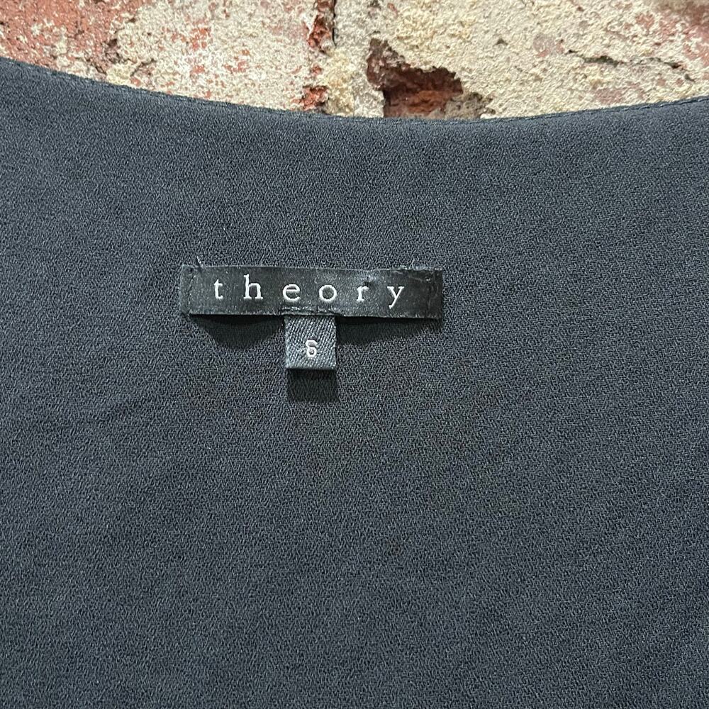 Theory Black Drape Silk Dress Size 6 - Picture 3 of 6